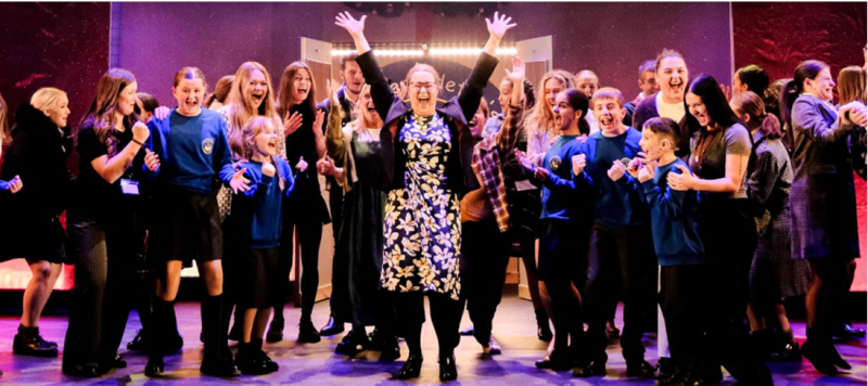 Cast on stage from our 2023 production of Nativity!